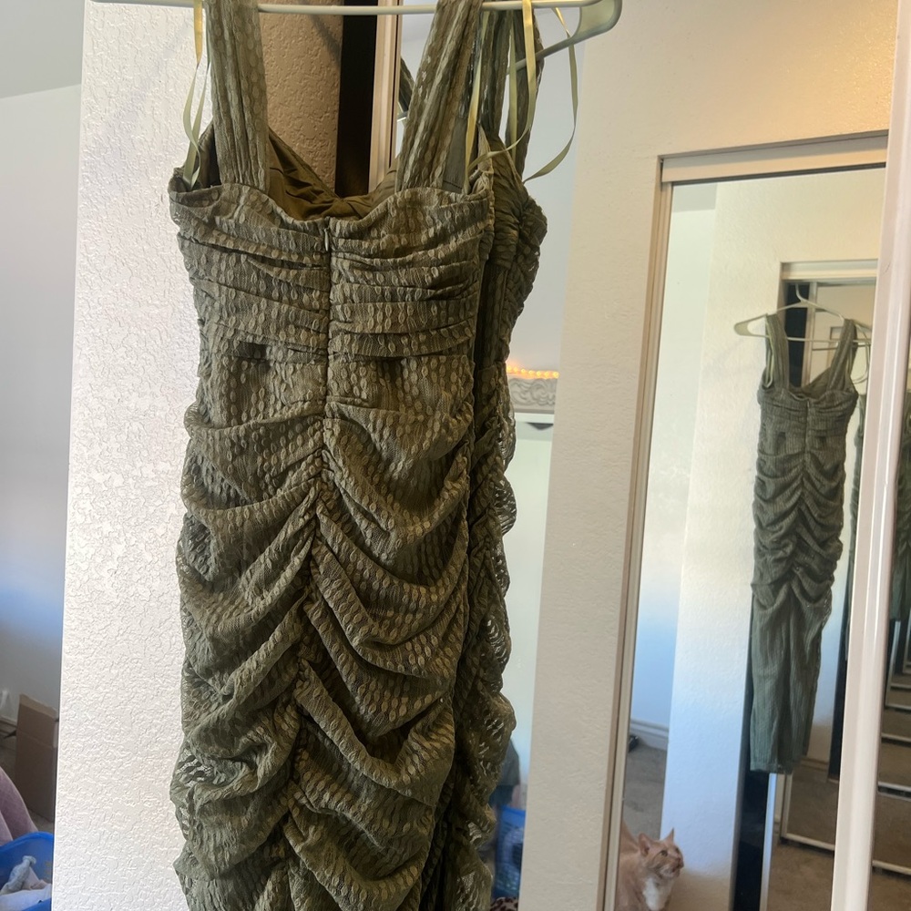 Selfie Leslie Oliana Embroidered Mesh Midi Dress Fern US XS - Picture 4 of 6